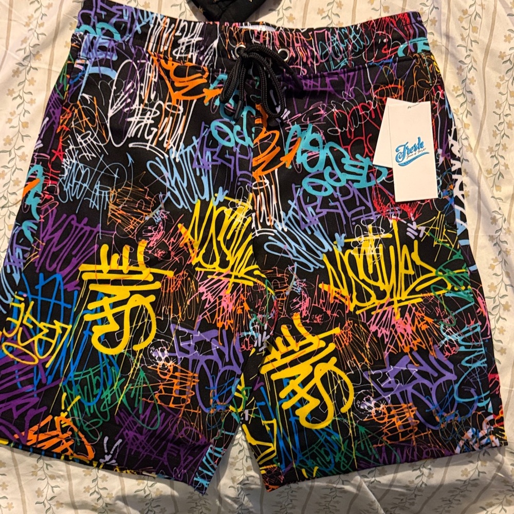 Fresh Multicolor Graffiti Board Shorts